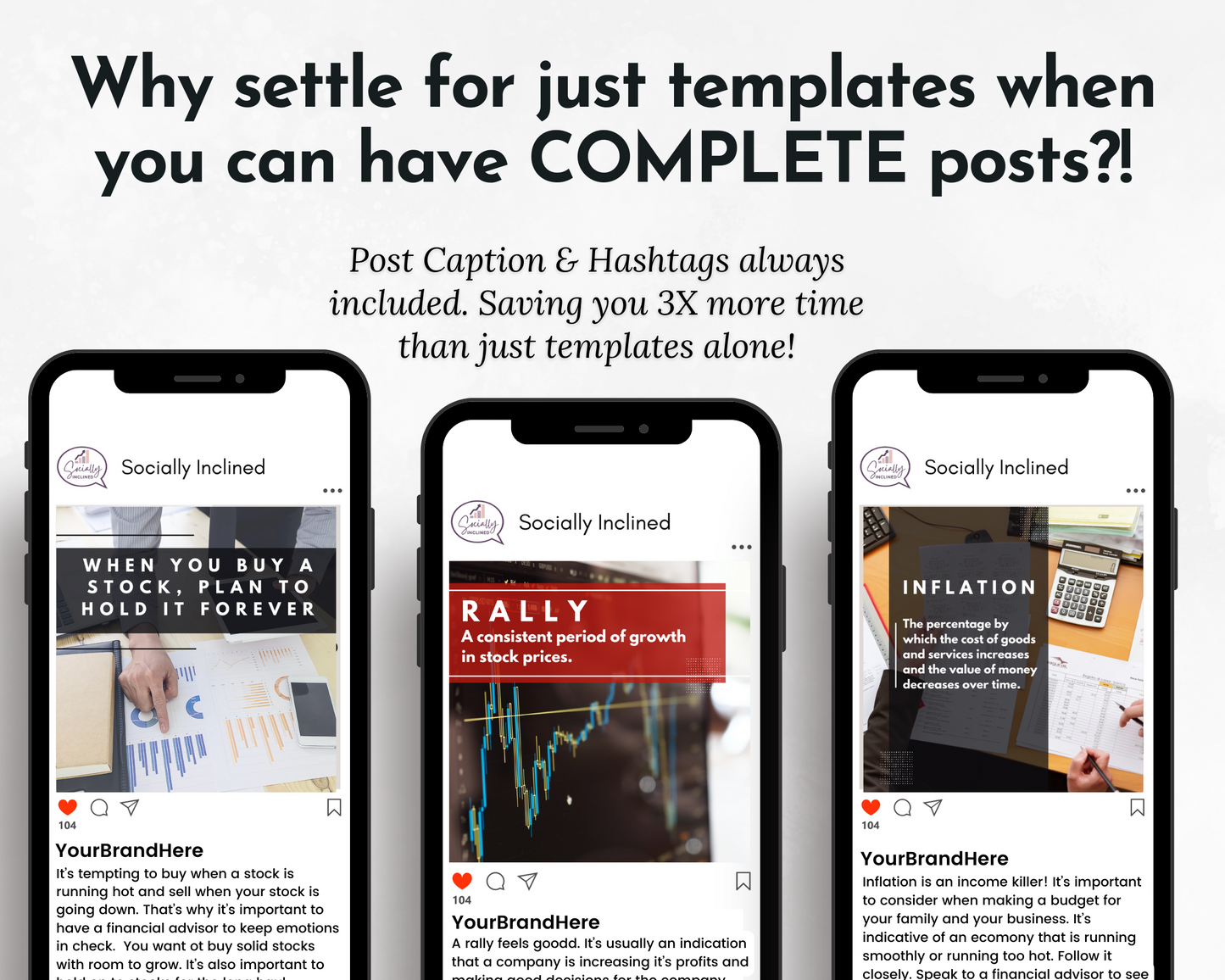 Four Finance Social Media Post Bundles with Canva Templates by Socially Inclined.