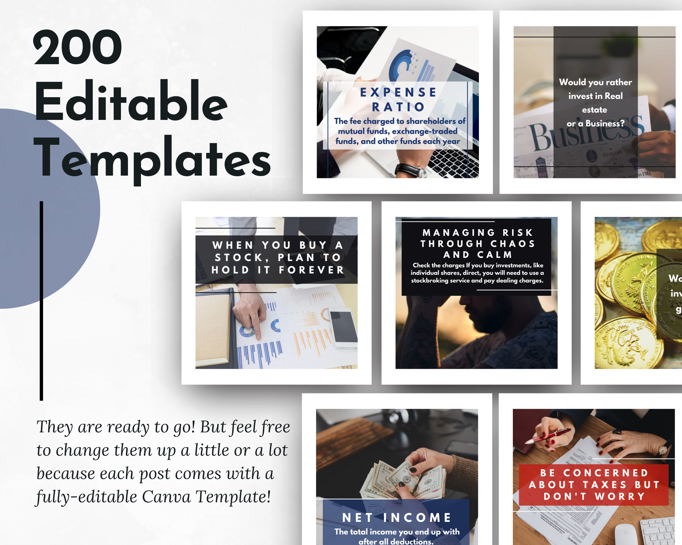 200 Finance Social Media Post Bundle with Canva Templates for Instagram by Socially Inclined.
