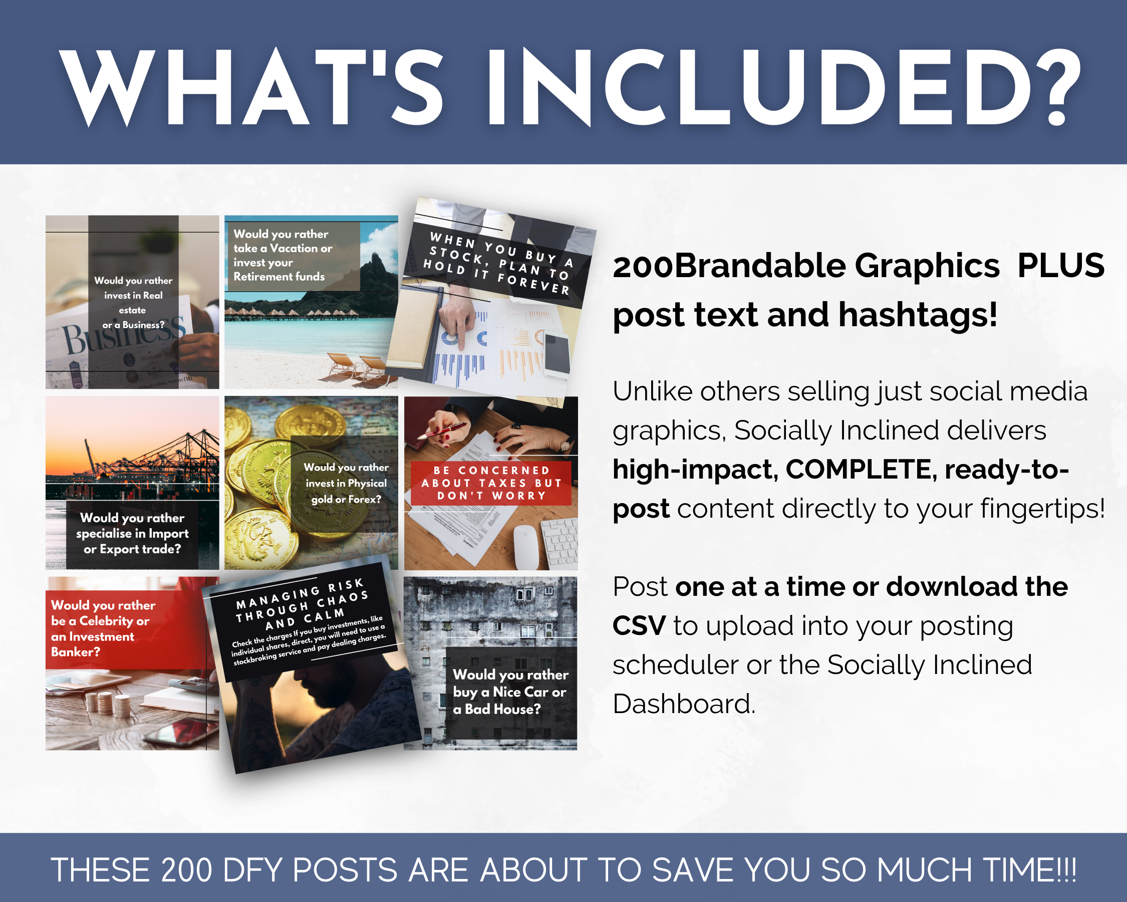 What is included in the Socially Inclined Finance Social Media Post Bundle with Canva Templates?