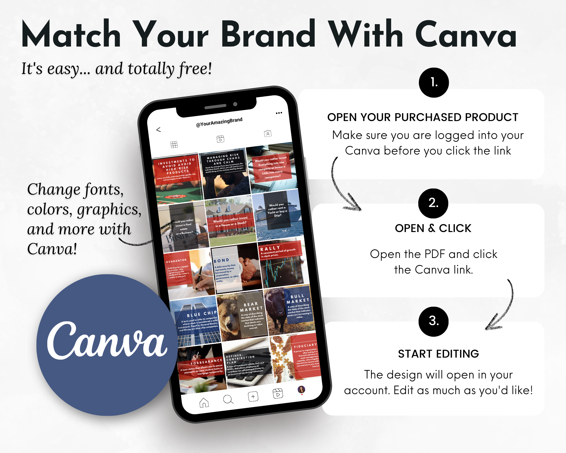 Match your Socially Inclined brand with Finance Social Media Post Bundle with Canva Templates.