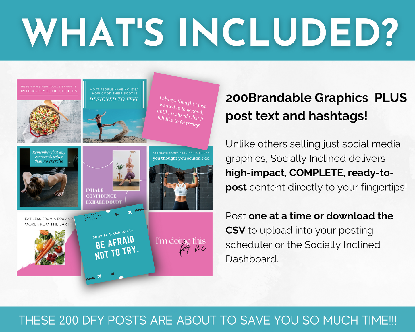 What's included in the Fitness & Wellness Social Media Post Bundle with Canva Templates by Socially Inclined?