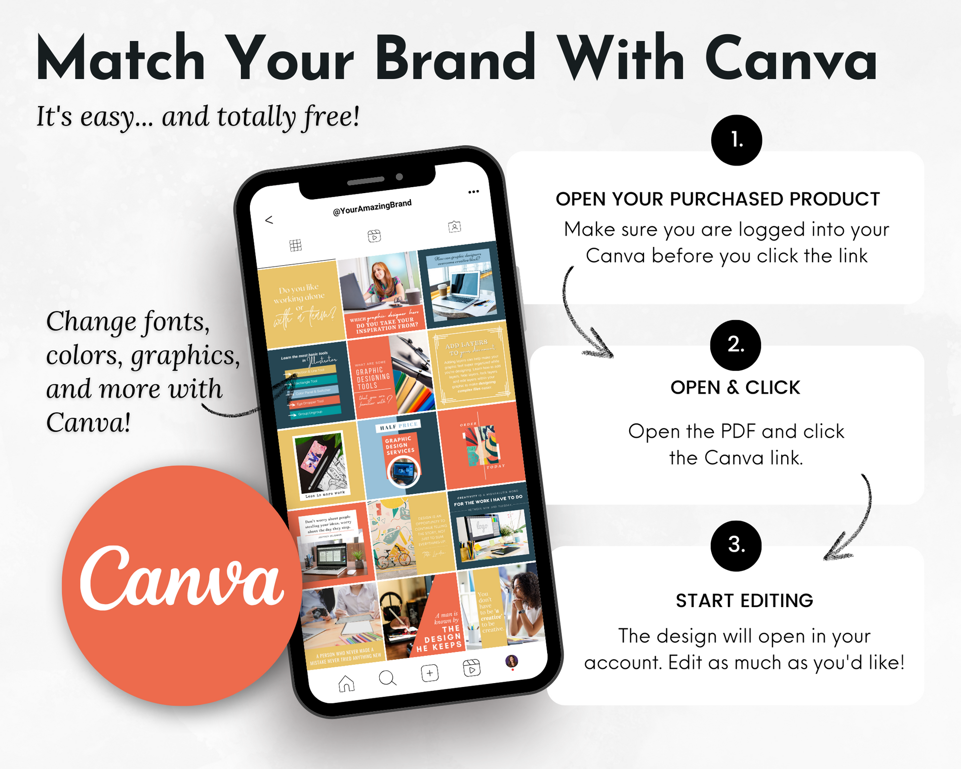 Match your Socially Inclined brand with the Graphic Design Social Media Post Bundle with Canva Templates.