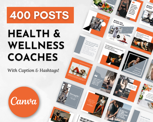 400 Health & Wellness Coaches Social Media Posts with Canva Templates for the fitness industry from Socially Inclined.