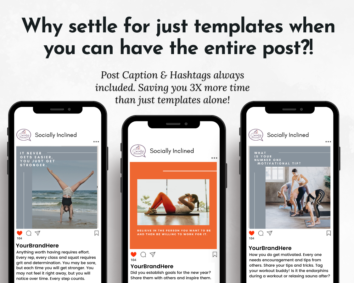 Four Health & Wellness Coaches Social Media Post Bundle with Canva Templates from Socially Inclined, why settle for just fitness templates when you can have the entire post.