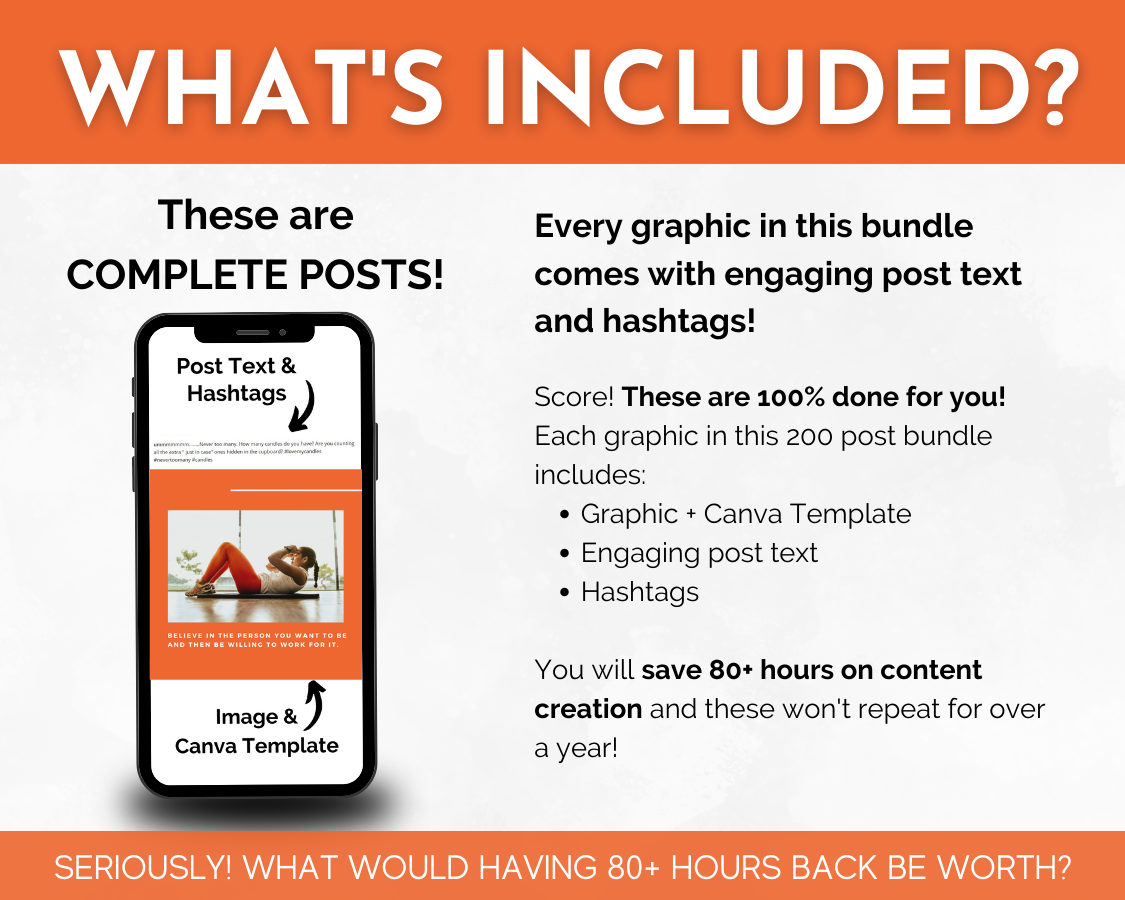 What's included in the Health & Wellness Coaches Social Media Post Bundle by Socially Inclined?