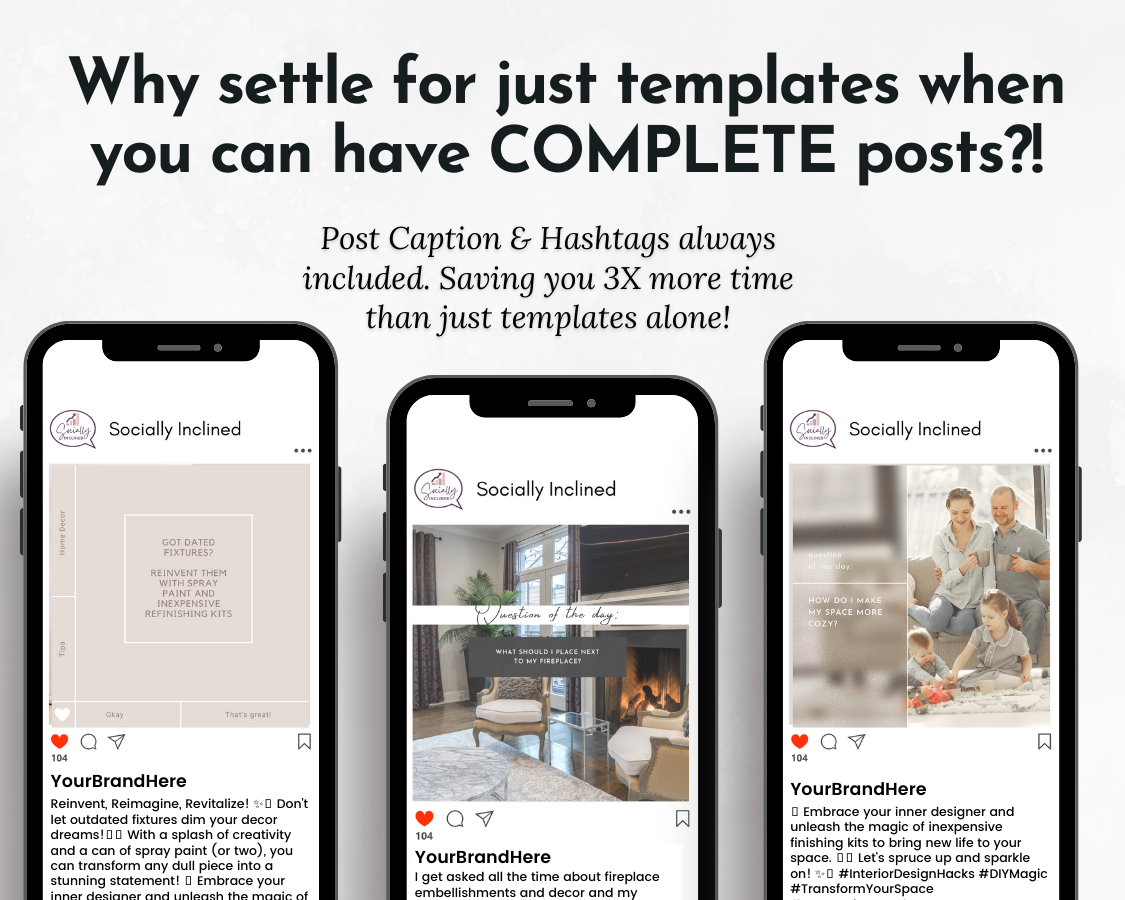 Four Home Decor Social Media Post Bundles with Canva Templates for just select when you have complete post.
