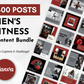 400 Men's Fitness Social Media Post Bundle with Canva Templates promoting a healthy lifestyle, by Socially Inclined.