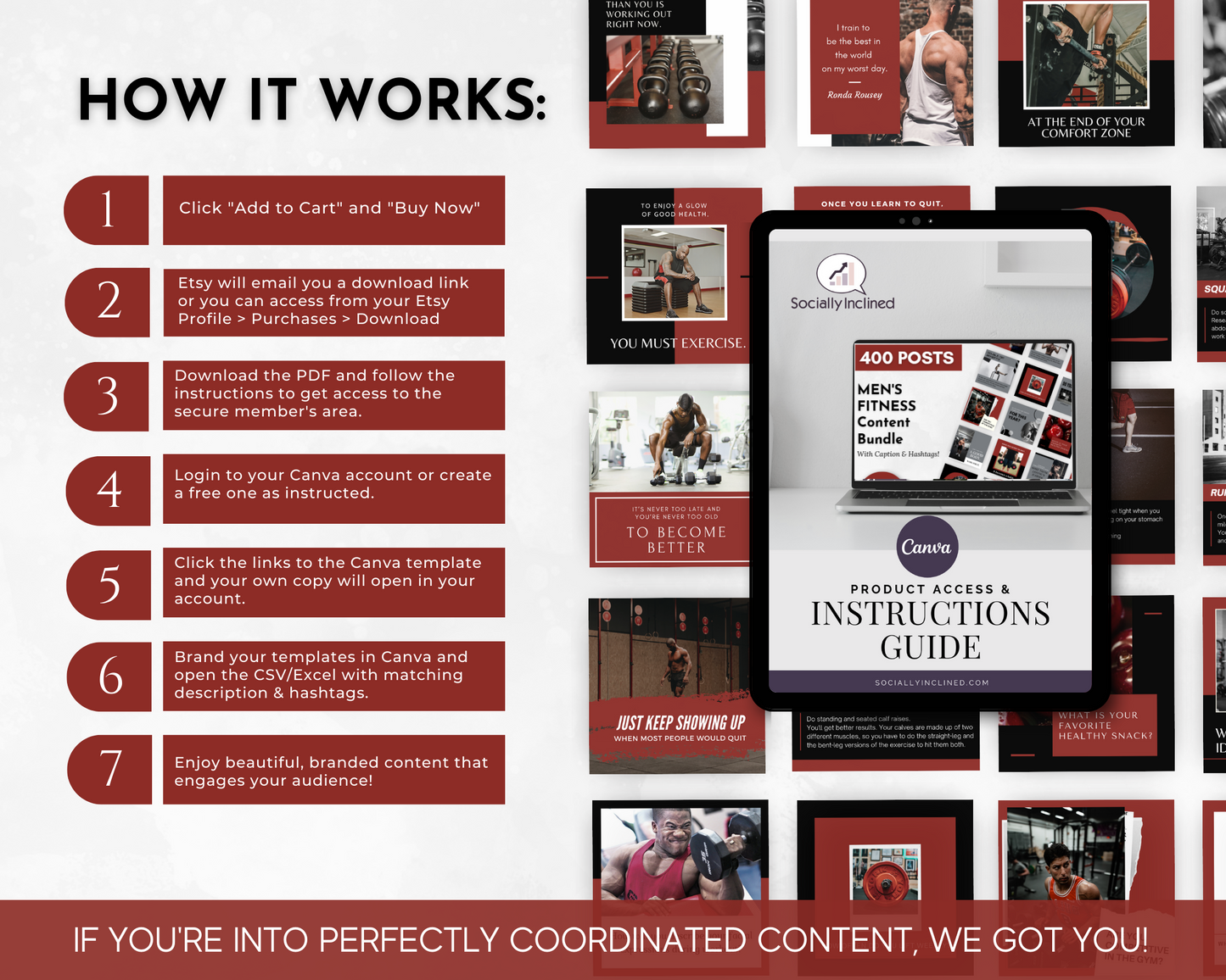 Learn how the Men's Fitness Social Media Post Bundle with Canva Templates by Socially Inclined maintains a healthy lifestyle.