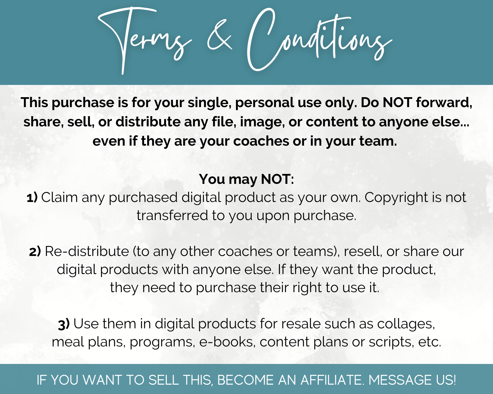 A flyer with the words 'terms and conditions' for busy moms featuring the Mompreneur Social Media Post Bundle with Canva Templates by Socially Inclined.
