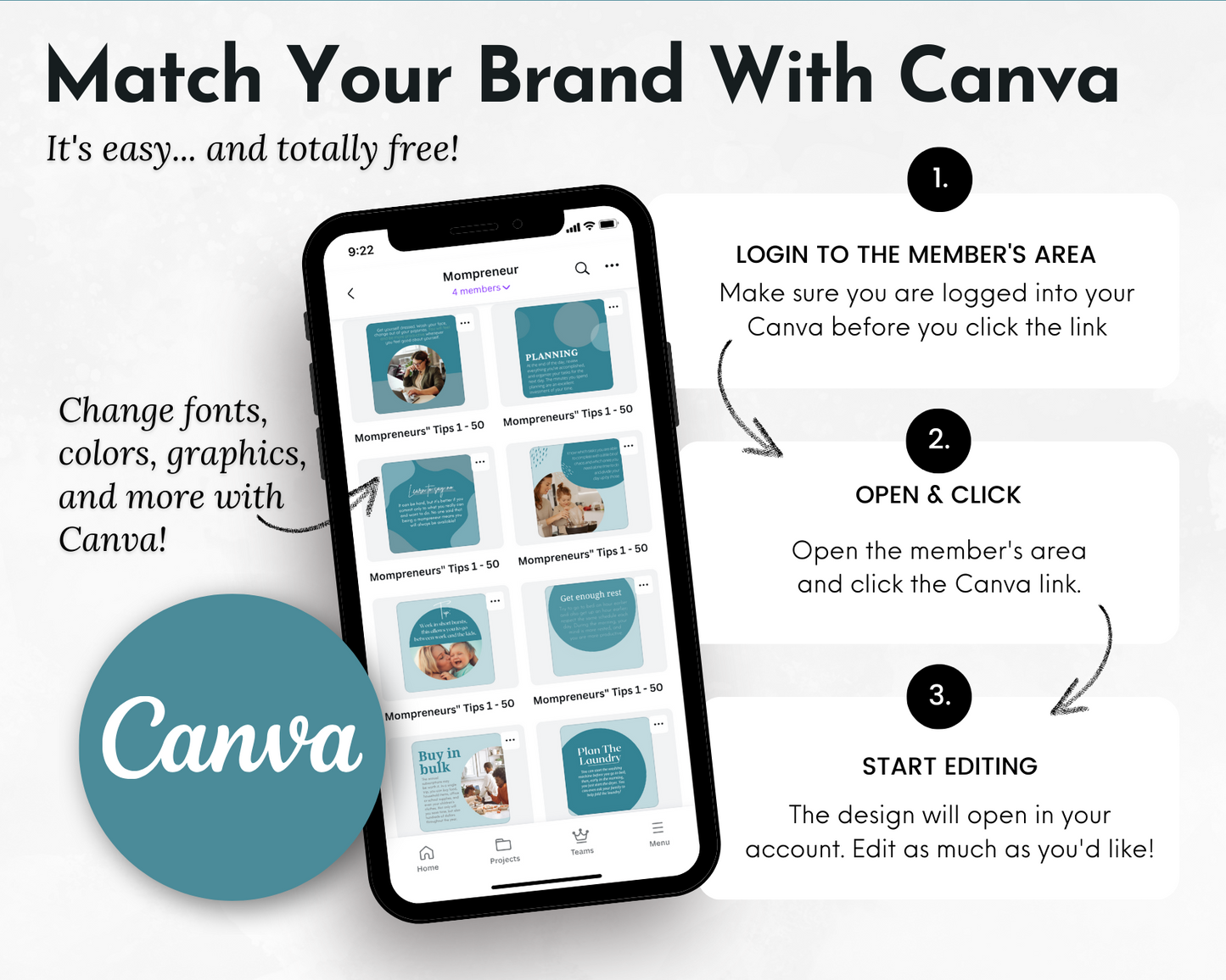 Connect your brand with busy moms through captivating Socially Inclined social media images and keyword-rich content, using the Mompreneur Social Media Post Bundle with Canva Templates.
