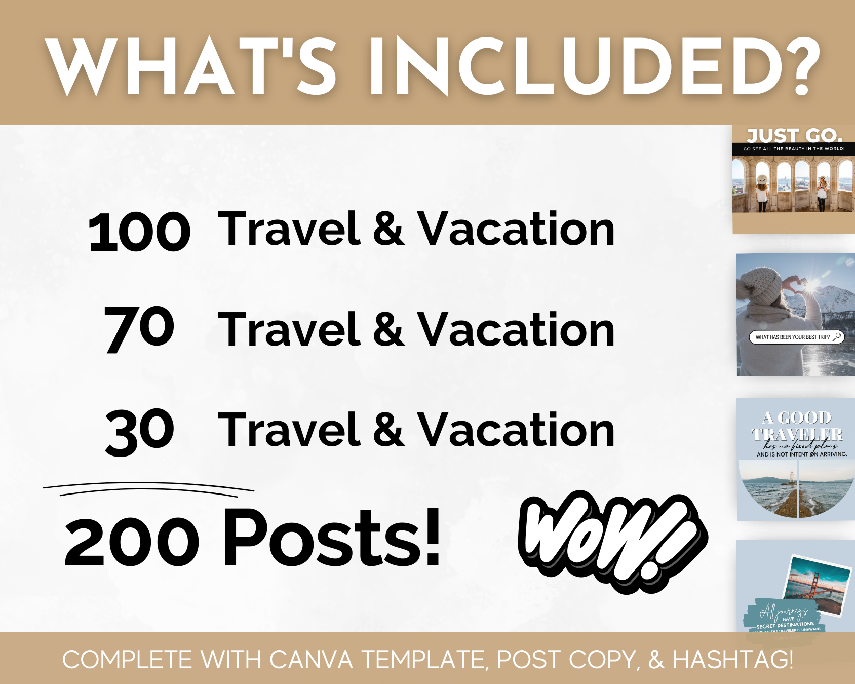 What content is included in the TRAVEL Agent's Social Media Post Bundle with Canva Templates by Socially Inclined?