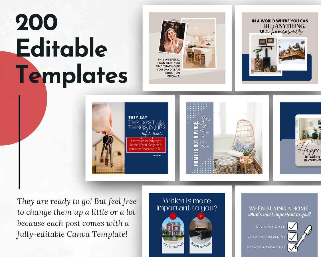 Real Estate Social Media 200 Post Bundle - With Canva Templates by Socially Inclined.