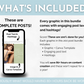 What's included in the Skincare Social Media Post Bundle with Canva Templates, created by Socially Inclined, complete skincare and beauty post package?