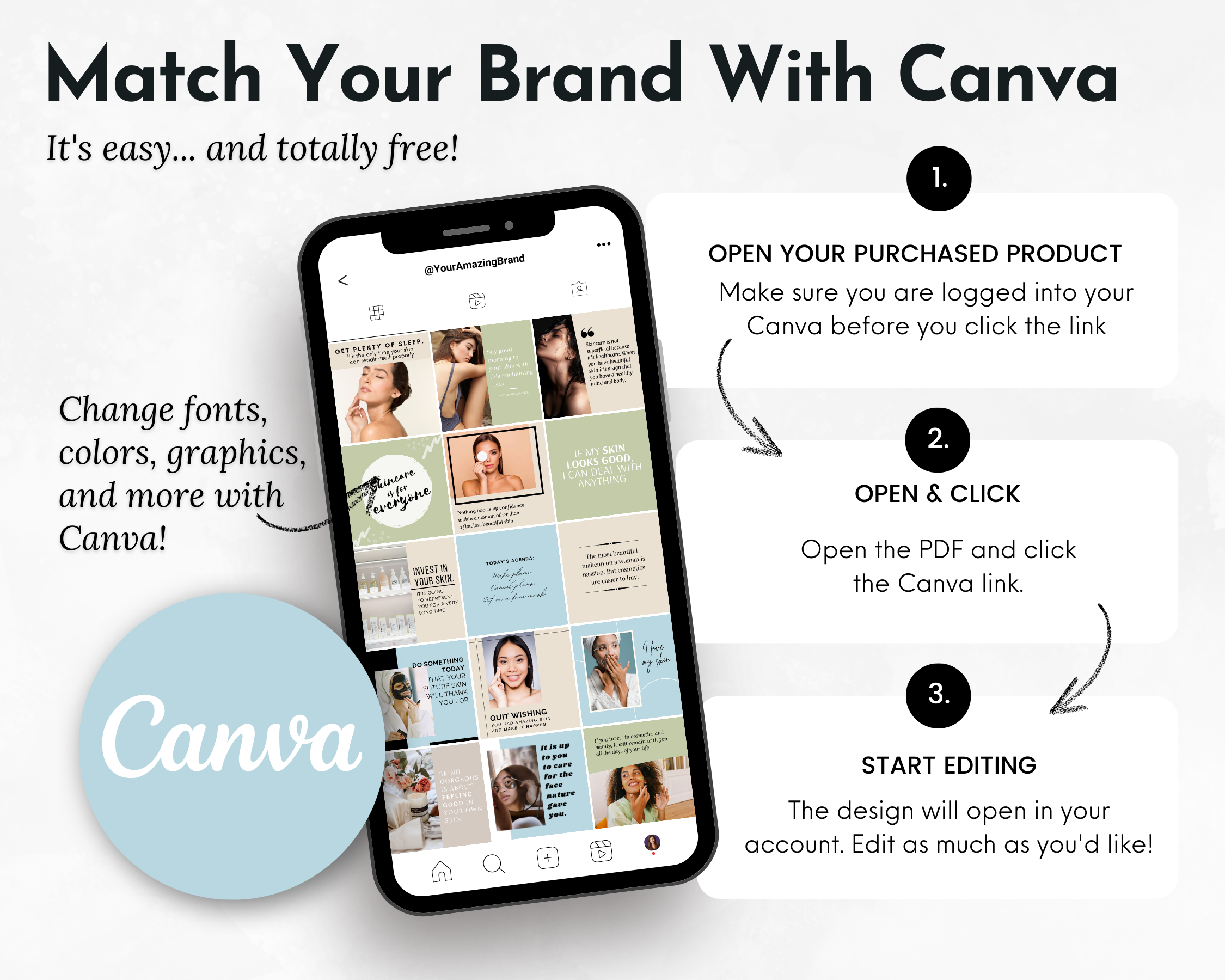 Enhance your Socially Inclined brand with the Skincare Social Media Post Bundle with Canva Templates that perfectly highlights your skincare and makeup products.