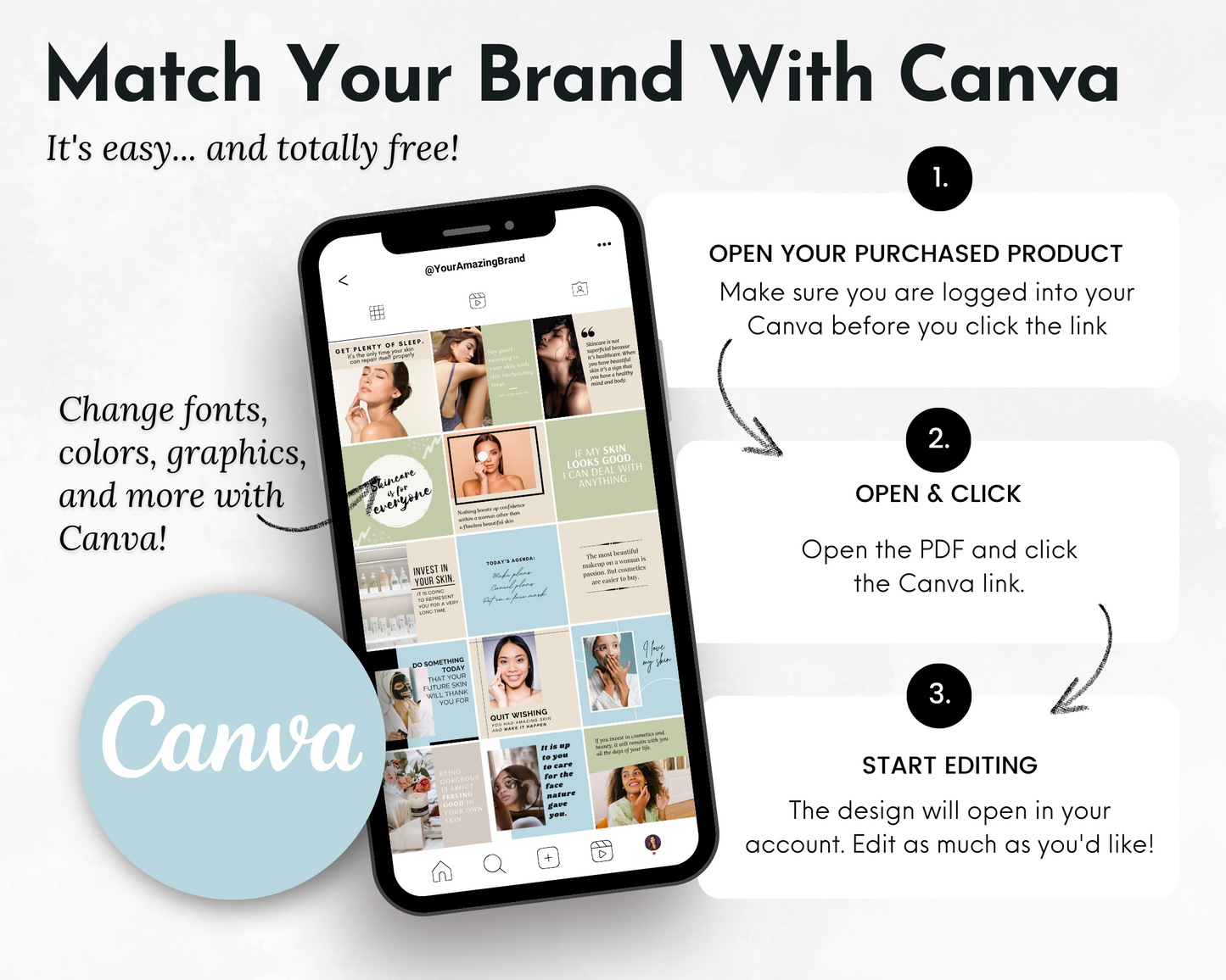 Enhance your Socially Inclined brand with the Skincare Social Media Post Bundle with Canva Templates that perfectly highlights your skincare and makeup products.