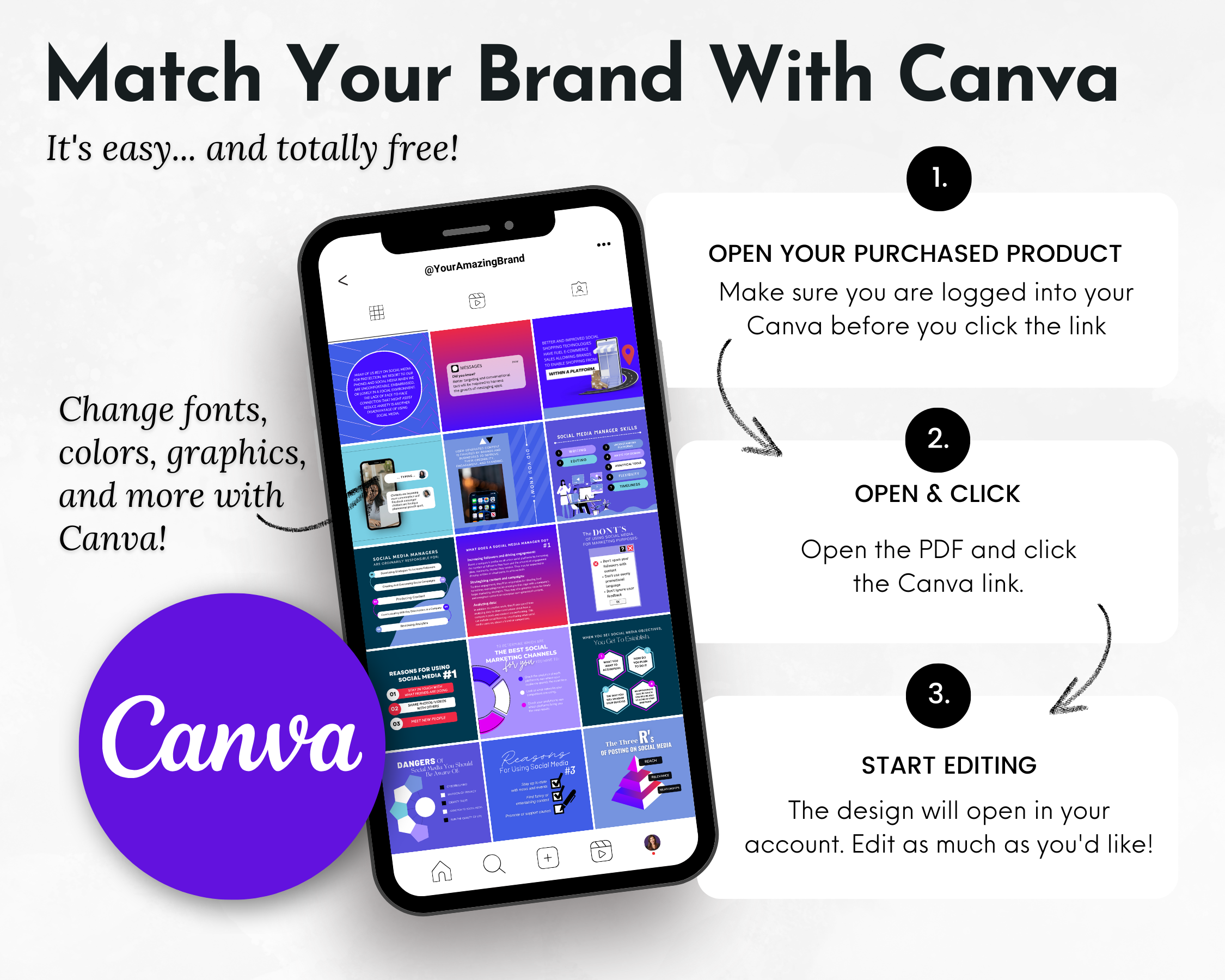 Match your brand with Socially Inclined's Social Media Manager 200 Post Content Bundle with Canva Templates for creating stunning social media images.