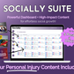 An interactive Socially Suite Membership Content Dashboard displaying a collection of text and images, fostering an effective Online Presence strategy for Get Socially Inclined's Social Media Marketing.