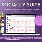 A laptop with a Get Socially Inclined Socially Suite Membership content dashboard for social media marketing and enhancing online presence.