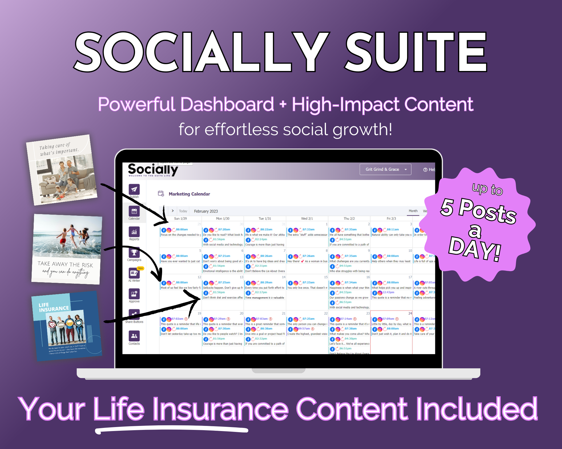 Get Socially Inclined's Socially Suite Membership - powerful dashboard for social media marketing and content management.