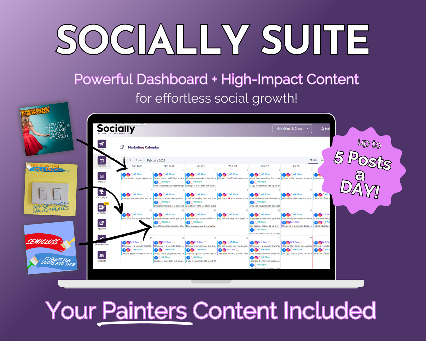 The Get Socially Inclined Socially Suite Membership Annual offers a powerful dashboard for effective social media marketing and high content management to enhance online presence.