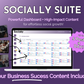 A computer screen displaying the Get Socially Inclined's Socially Suite Membership content dashboard, showcasing the user's online presence and social media marketing efforts.