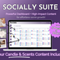 A Get Socially Inclined Socially Suite Membership content dashboard displaying text and images for effective social media marketing.