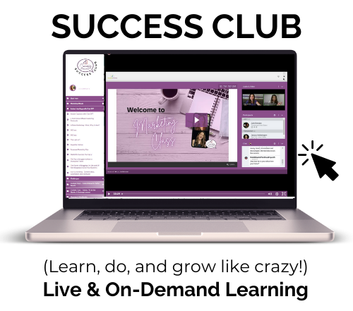 Success Club is Live and On-Demand Marketing Training where you can learn everything you need to know about marketing and get help with your content creation & marketing questions. $15/mo.