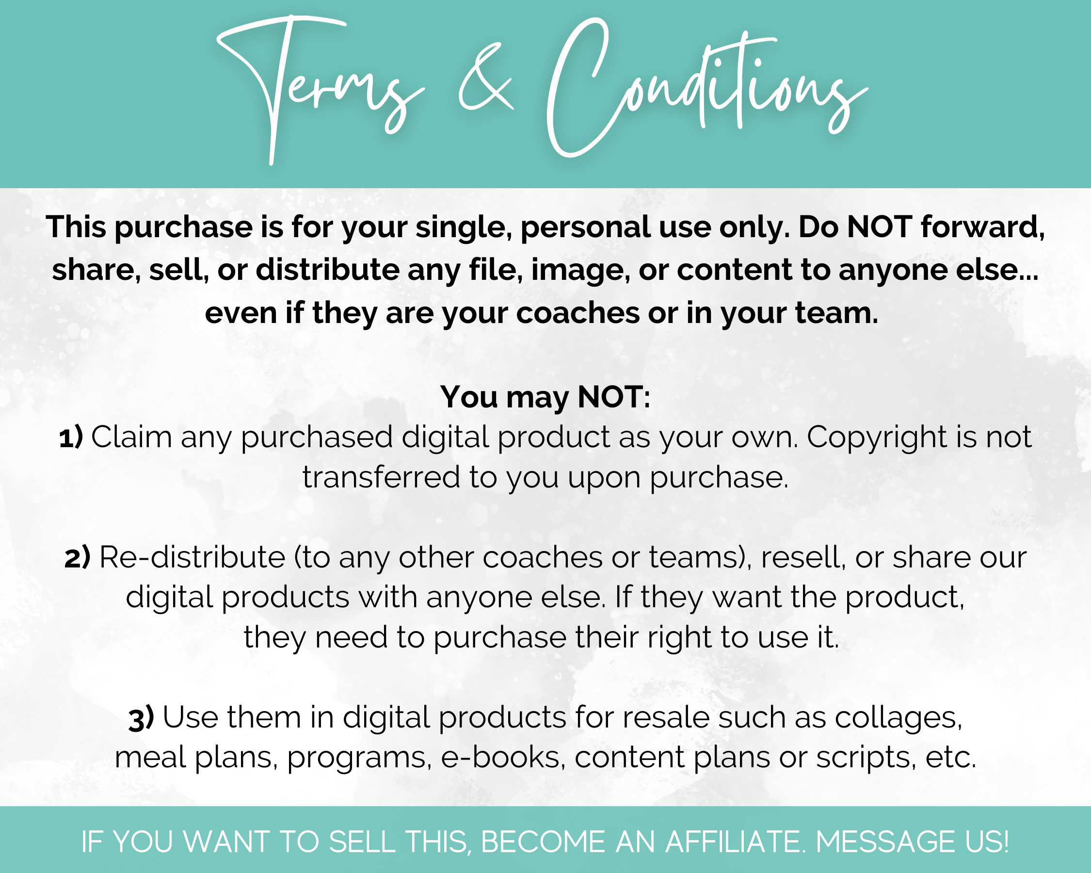 A sign with the words 'terms & conditions' for healthcare practitioners offering Telehealth services in the field of Holistic Health, using Socially Inclined's Telehealth Social Media Post Bundle with Canva Templates.