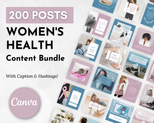 Empowering women with a Women's Health Social Media Post Bundle with Canva Templates by Socially Inclined.