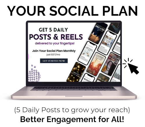 Your Social Plan is A daily posting plan with our proprietary MVP Strategy built-in that will help you save time and money, plus get more engagement and visibility for your biz on social media. $37/mo.