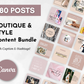 A collection of ready-to-post Socially Inclined Instagram content featuring Boutique & Style Store hashtags and keywords with Canva Templates.