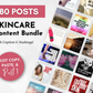 A bundle of beauty content with the keyword 'skincare', the Skincare Social Media Post Bundle - NO Canva Templates by Socially Inclined.