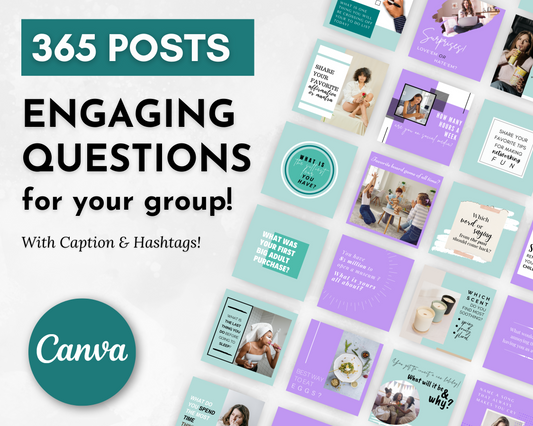 36 Engaging Questions for Social Media Post Bundle with Canva Templates from Socially Inclined to captivate your audience.