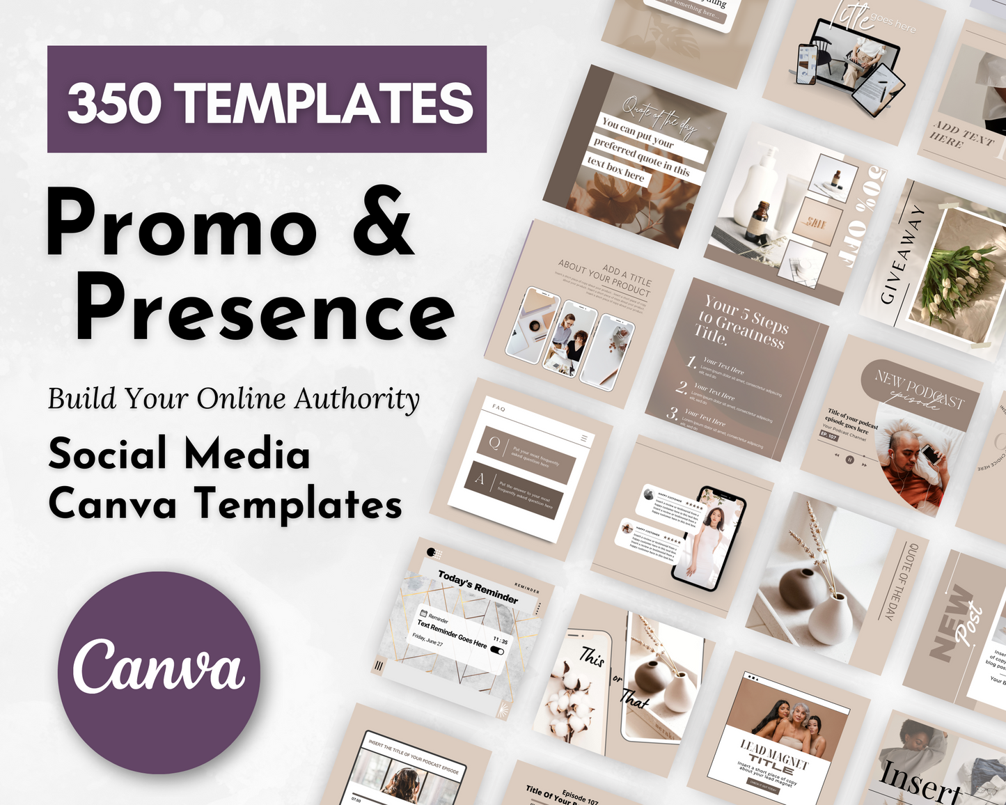 A collection of Socially Inclined social media templates focused on content creation, featuring captivating social media images from the Promo & Presence Social Media Post Bundle with Canva Templates to enhance your promo and presence.