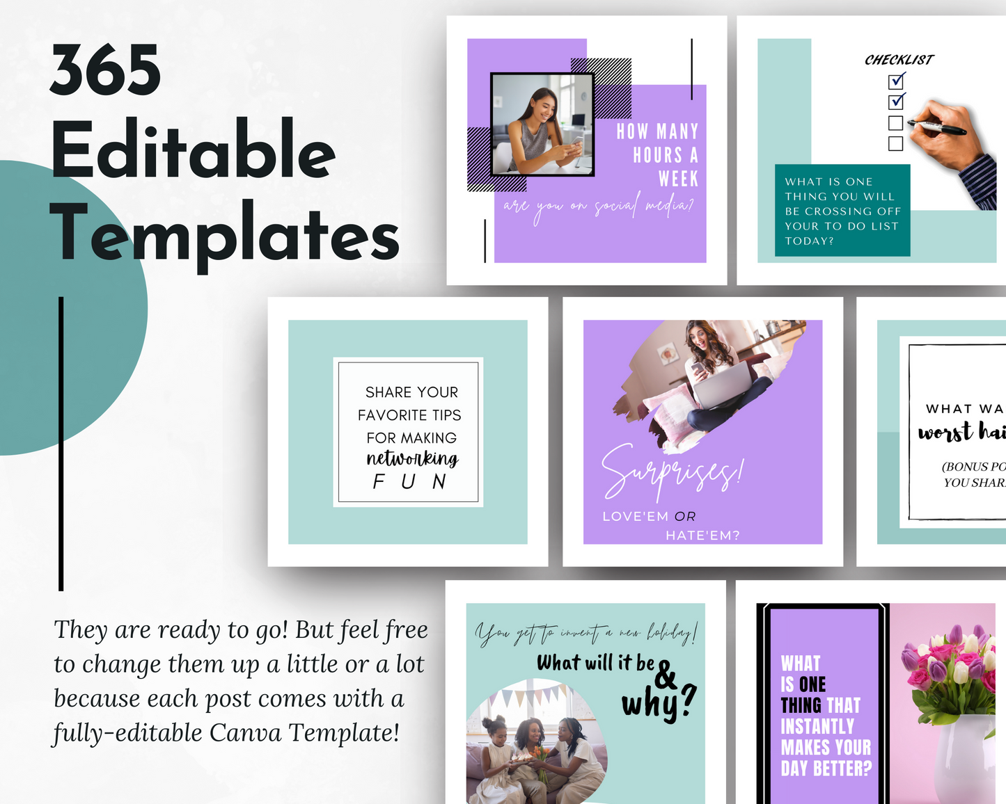 Engaging Questions for Social Media Post Bundle with Canva Templates
