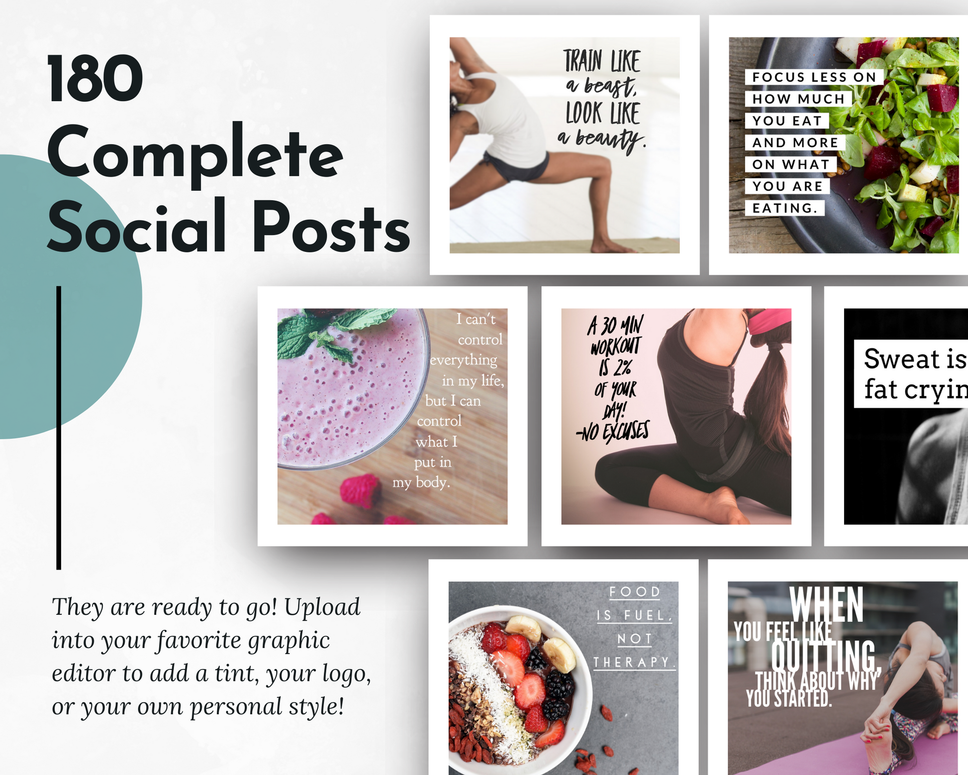 Create engaging Socially Inclined social media posts featuring fitness content and captivating images from the Fitness & Wellness Influencers Post Bundle - NO Canva Templates.