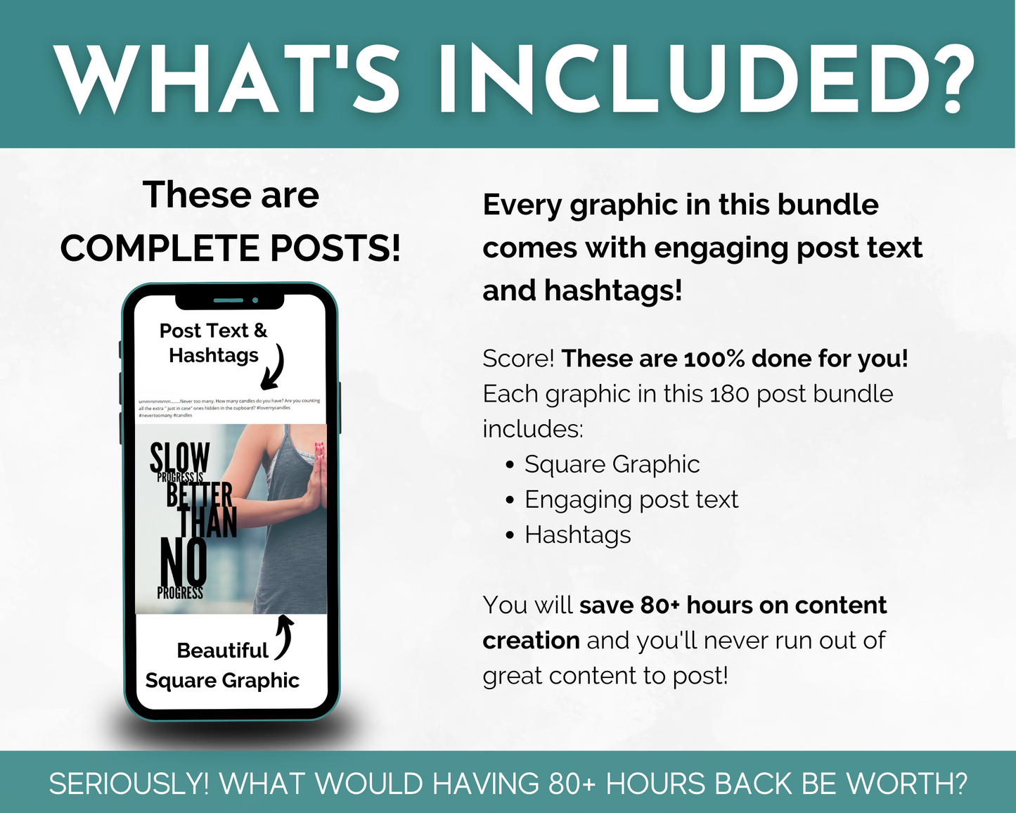 What's included in this Fitness & Wellness Influencers Social Media Post Bundle - NO Canva Templates package by Socially Inclined? You will receive a variety of fitness content and social media images to enhance your online presence.