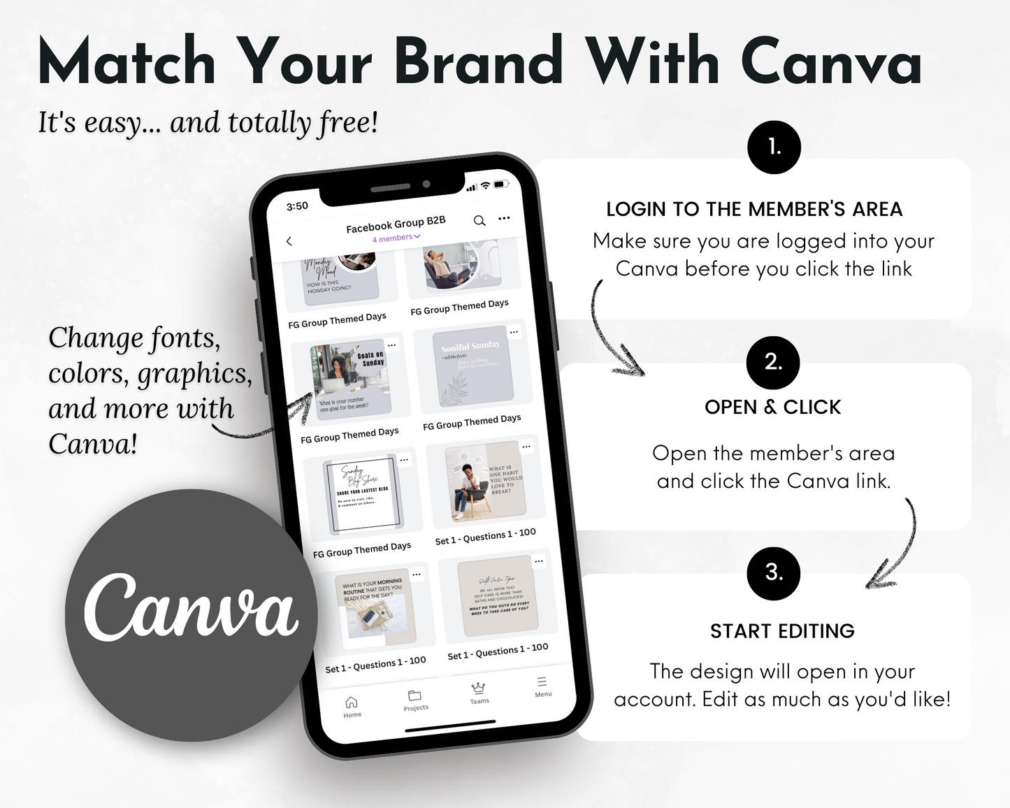 Match your brand with Socially Inclined's Conversation Starters for Social Media Post Bundle with Canva Templates.